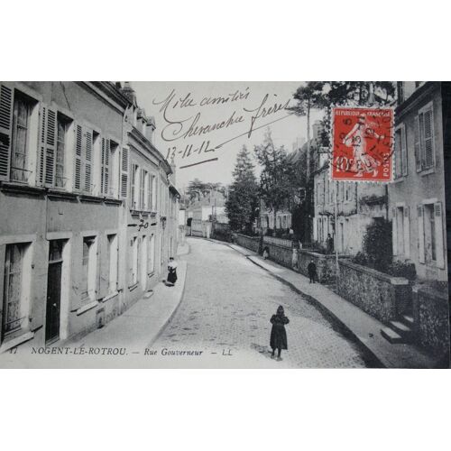 Carte Postale Affanchie, 1912, Nogent-Le-Rotrou, Rue Gouverneur