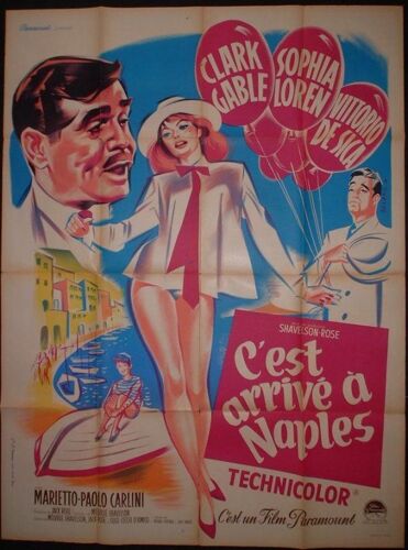 C'est Arriv? ? Naples - It Started In Naples - Melville Shavelson - Film 1960 - Affiche De Cin?ma Originale 120x160 Cm * Movie Poster - Sophia Loren ; Clark Gable