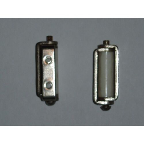 Charnière  métal avec cylindre plastique blanc - 40 x 17 mm en position ouverte - Lot de 3