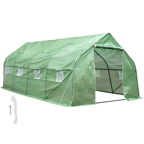TECTAKE Serre Tunnel de Jardin 18 m² avec 1 Bâche en Polyéthylène Vert