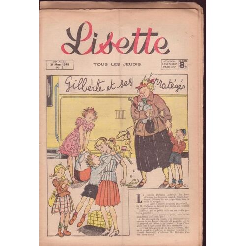 Lisette ( 28e Année - 21 Mars 1948 )  N° 12 : " Gilberte Et Ses Protégés "