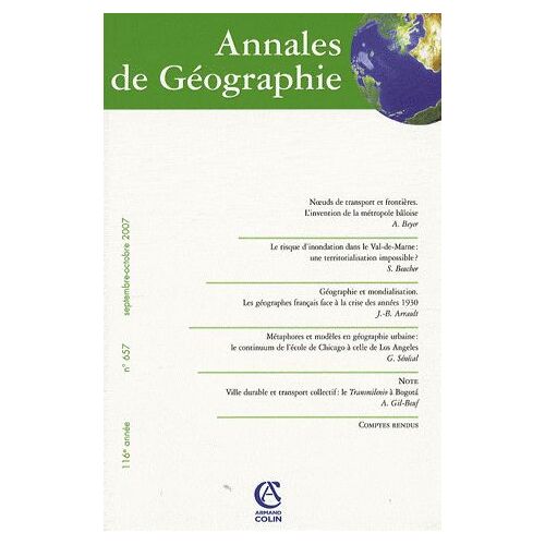 Annales De Géographie N° 657, Septembre-Oc