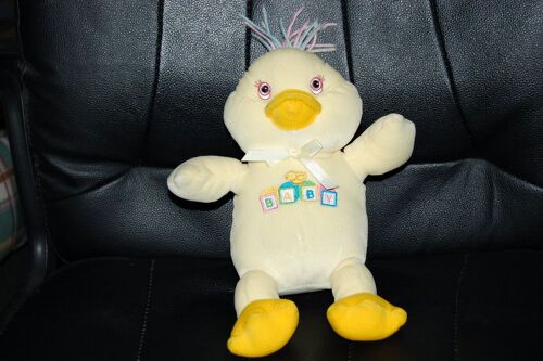 Doudou Hochet Canard - 28cm - "Baby" Marqué Sur Son Ventre