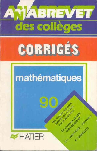 Anabrevet Des Collèges Corrigés Mathématiques 90