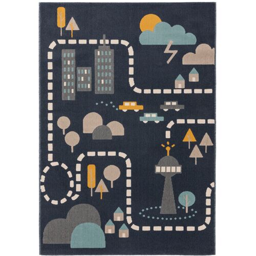 Tapis Enfant Juno Bleu 120x170 Cm - Tapis Pour Chambre D'enfants/Bébé