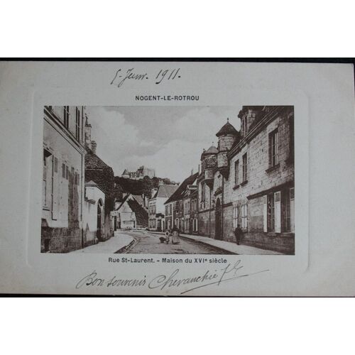 Carte Postale Nogent Le Rotrou , 1911, Rue St Laurent