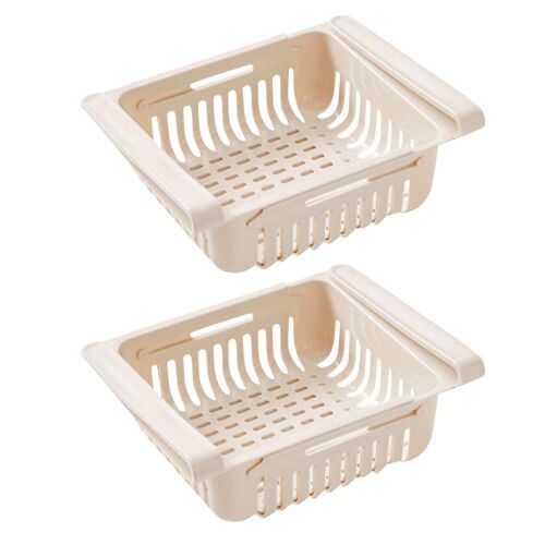 Boîte de rangement en plastique pour réfrigérateur, 2 pièces, étagère coulissante, cuisine, réfrigérateur, gain de place, organisateur, support pour ?ufs, étagère de rangement pour fruits