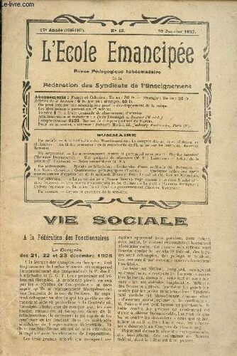 L École Émancipée N°18, 17ème Année (1926-1927)- 23 Janvier 1927