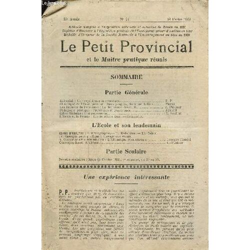 Le Petit Provinvial Et Le Maître Pratique N°21, 30ème Année 18 Février 1922