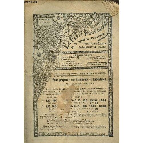 Le Petit Provinvial Et Le Maître Pratique N°22, 30ème Année-25 Février 1922