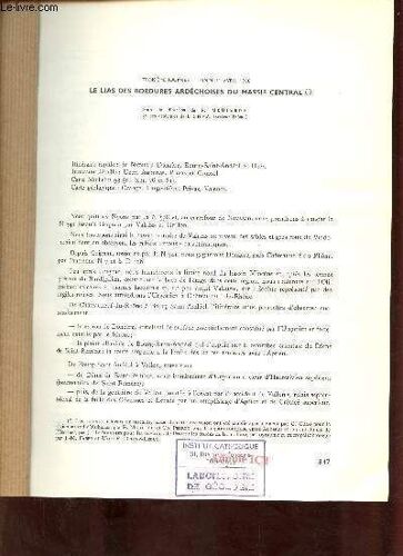 Troisième Journée Lundi 11 Avril 1960 - Le Lias Des Bordures Ardéchoises Du Massif Central - Extrait Du Colloque Sur Le Lias Français.