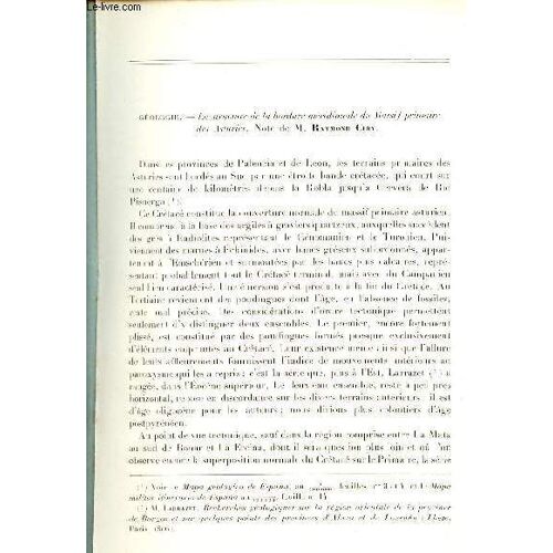 La Structure De La Bordure Méridionale Du Massif Primaire Des Asturies - Extrait Des Comptes Rednus Des Séances De L Académie Des Sciences T.187 26 Novembre 1928.