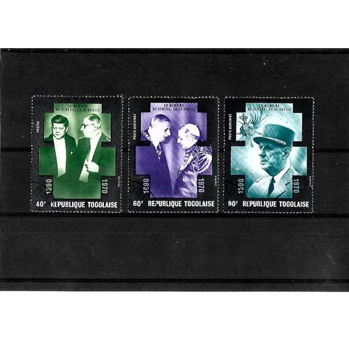 Togo-Série Général De Gaulle-Lot De 3 Timbres Oblitérés-Très Bon Etat