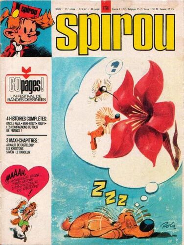 Spirou  N° 1766 : Boule Et Bill En Couv / Foufi / Compagnons Du Tour De France / Detecteur De Pensees Par Noel Bissot Mini Recit /