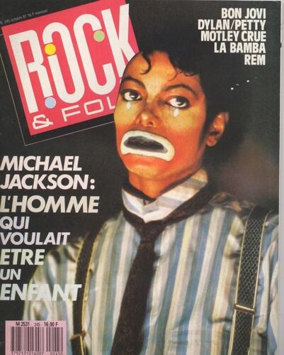 Rock And Folk / 10-1987  N° 245 : Michael Jackson (4p + Poster) - Madonna (5p) - Cock Robin (1p) - Rem (2p) - Buzy (1p) - Bob Dylan (2p) - Jean Michel Jarre (1p Pub) - Mylène Famer (1/2p)