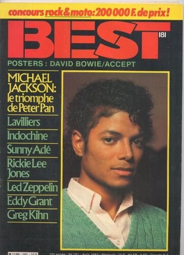 Best / 08-1983 N° 181 : Michael Jackson (6p) - Indochine (4p) - Bernard Lavilliers (4p) - Led Zeppelin (2p)