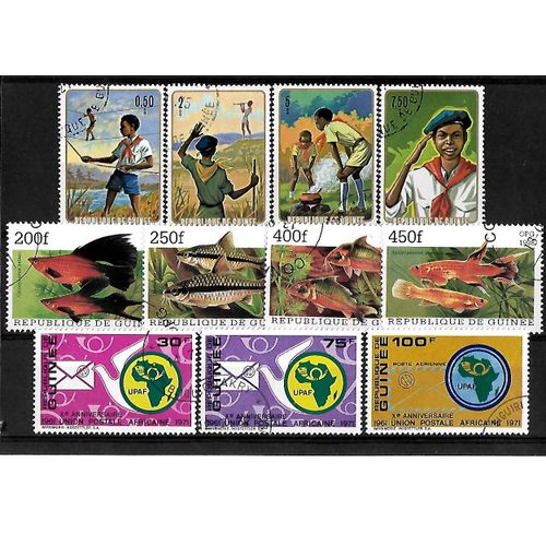 Guinée-Lot De 11 Timbres Oblitérés-Très Bon Etat