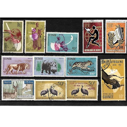 Guinée-Lot De 12 Timbres Oblitérés-Très Bon Etat