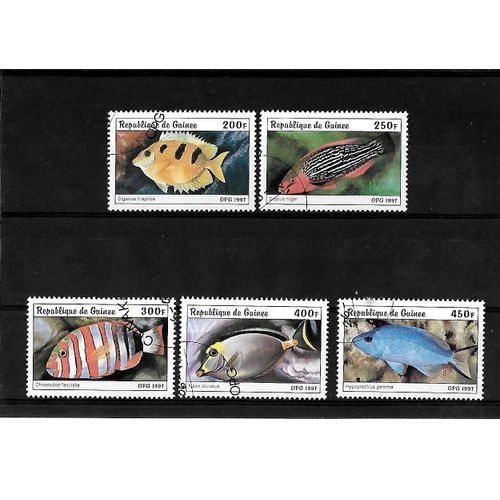 Guinée-Faune : Poissons Du N° 1123 Au N°1127 -Lot De 5 Timbres Oblitérés-Très Bon Etat