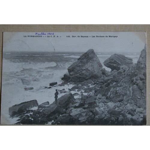 Carte Postale Affranchie (1904) : Bayeux, Les Rochers De Marigny