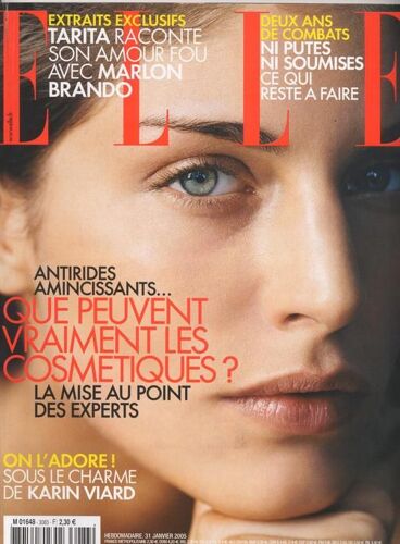 Elle / 31-01-2005  N° 3083 : Salma Hayek (6p) - Audrey Tautou (2p) - Isabelle Huppert (2p) - Marlon Brando (4p) - Karin Viard (6p) - Ni Putes Ni Soumises (3p)