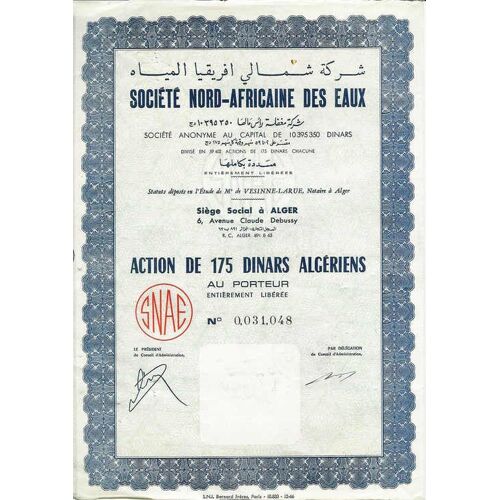 Action De La Société Nord-Africaine Des Eaux