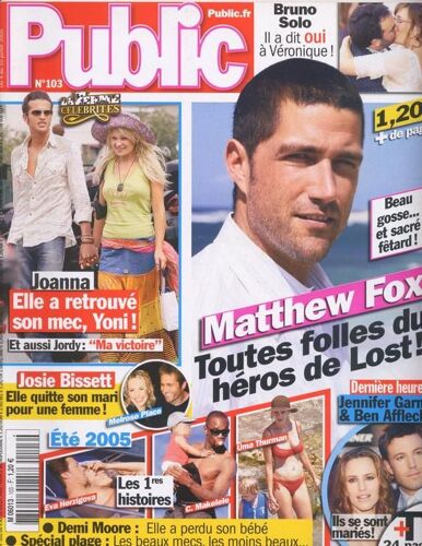 Public / 04-07-2005  N° 103 : Matthew Fox (2p) - Coldplay (3p) - Ben Afflrck / Jennifer Garner (3/4p) - Amanda Lear (1p) - Justin Timberlake (1/2p)
