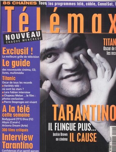 Télémax / 04-04-1998  N° 4 : Lara Fabian (4p) - Natalie Imbruglia (1p) - Leonardo Di Caprio (2p) - Quentin Tarantino (6p) - Pam Grier (1p)