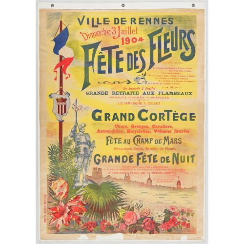 Affiche Fête Des Fleurs Rennes 1904