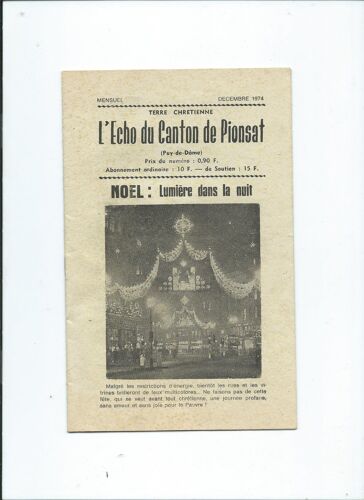 L' Echo Du Canton De Pionsat De Décembre 1974