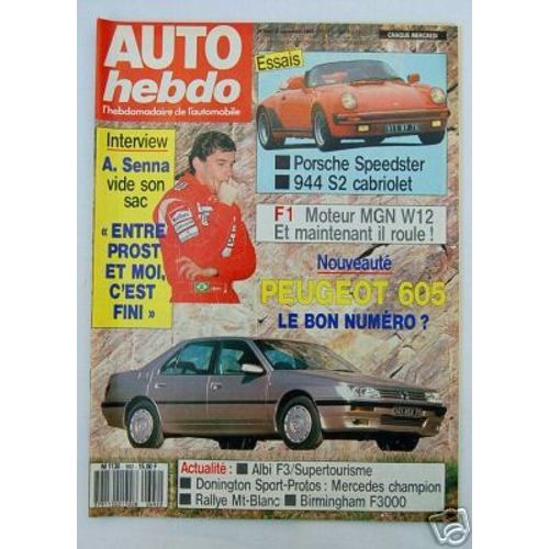 Auto Hebdo N 692 6 Sept 89 Senna Prost Porsche 944 S2