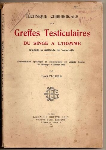Greffes Testiculaires Du Singe À L'homme