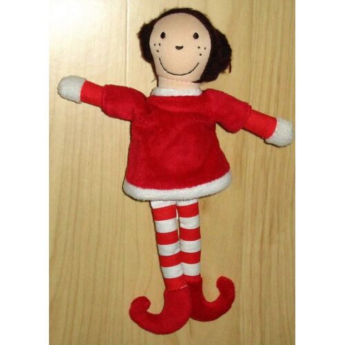 Yves Rocher Poupée Doudou Lutin Peluche Jouet Rouge Et Blanc Rayé