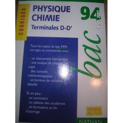 Physique Chimie Term Dd' Corriges