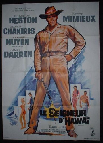 Le Seigneur D'hawai * Green - Film 1962 - Affiche De Cin?ma Originale 120x160 Cm - Movie Poster * Charlton Heston ; Yvette Mimieux