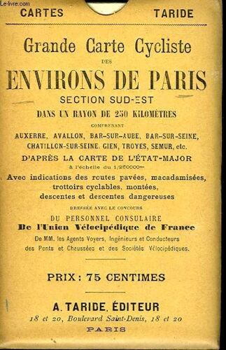 Grande Carte Cycliste Des Environs De Paris. Section Sud-Est
