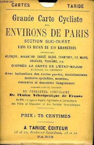 Grande Carte Cycliste Des Environs De Paris. Section Sud-Ouest