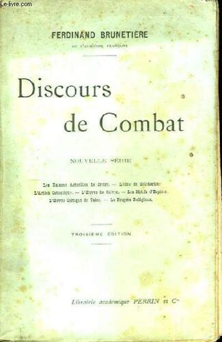 Discours De Combat. Nouvelle Série