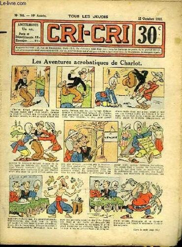 Cri-Cri N°785, 16ème Année : Les Aventures Acrobatiques De Charlot