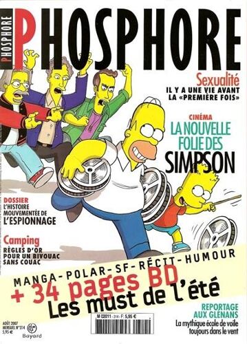 Phosphore  N° 314 : La Nouvelle Folie Des Simpsons - L'histoire Mouvementée De L'espionnage - 34 Pages De Bandes Dessinées
