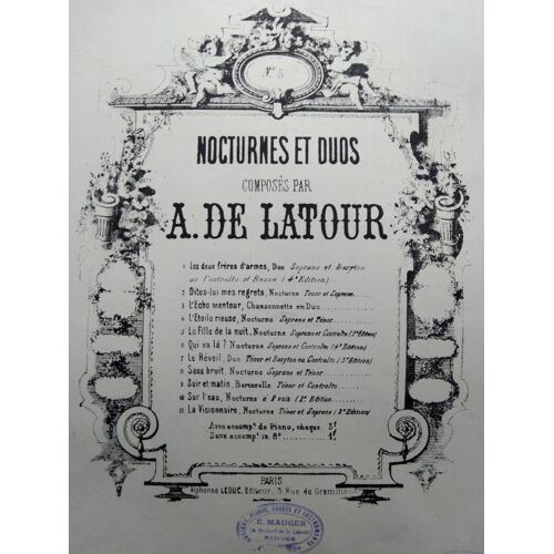 La Fille De La Nuit (Noctur,E À Deux Voix) - Paroles De Mme Laure Jourdain - Musique D'aristide De Latour - Collection Nocturnes Et Duos N°5