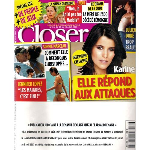 Closer  N° 114 : Karine Elle Répond Aux Attaques