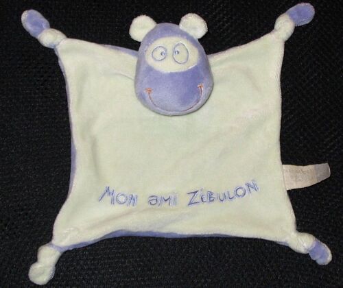 Doudou Hippopotame Mon Ami Zebulon Doudou Plat Carré Tape À L'oeil Peluche Jouet Bébé