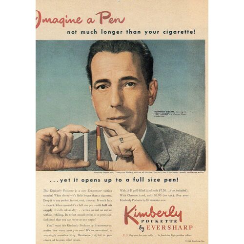 Carte Postale Couleur Theme Publicite -( Ref Clas Jaun ) Stars Et Pub 4 - Humphrey Bogart - Pub Pour Le Stylo Eversharp - 1948 - Editions Zreik Paris - Non Ecrite