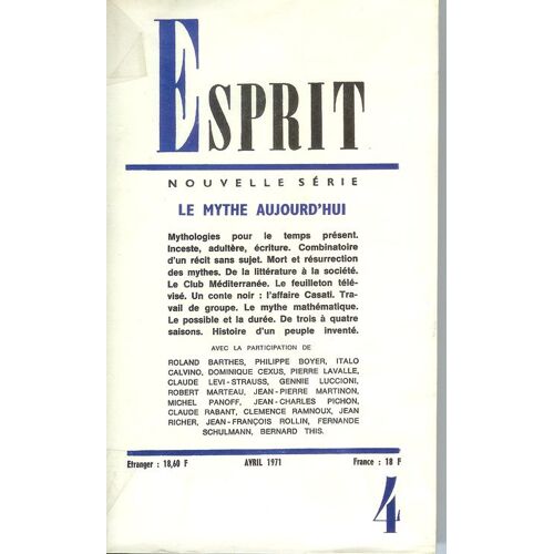 Esprit  N° 4 : Esprit Nouvelle Série N°4 (Avril 1971)