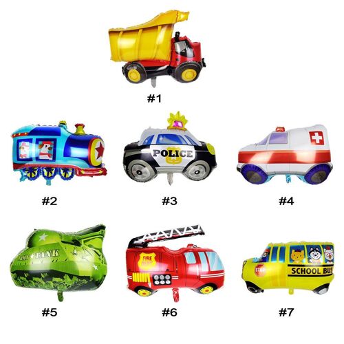 XM Décorations de fête d'anniversaire pour enfants Bricolage feuille d'aluminium ballons de dessin animé camion de pompier voiture Train d'ambulance cadeaux pour enfants 1 pièce