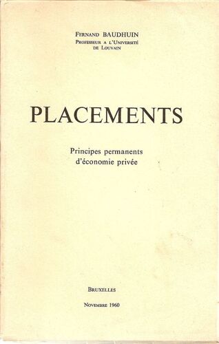 Placements - Principes Permanents D'économie Privée