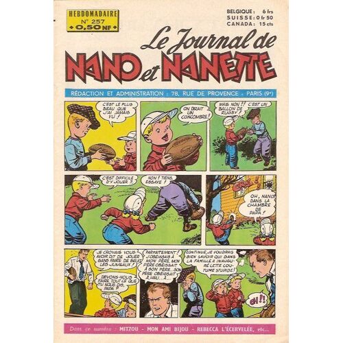 Le Journal De Nano Et Nanette N° 257 : Mitzou - Mon Ami Bijou - Rebecca...