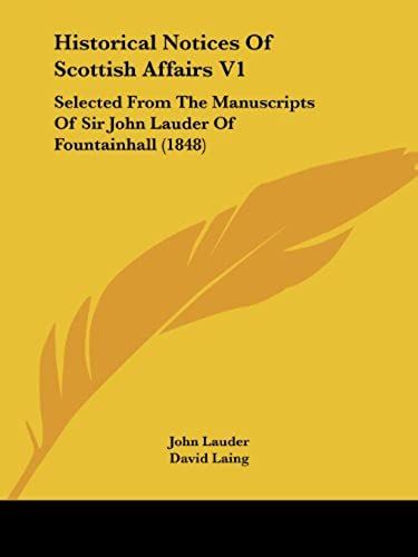 Historical Notices Of Scottish Affairs V1