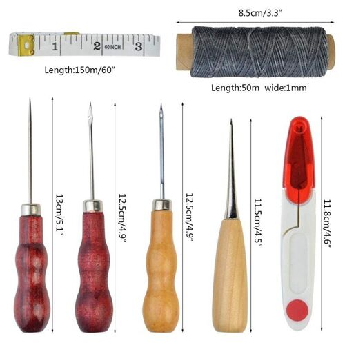 Xm Outils D'artisanat Du Cuir 30 Pièces Outils De Couture Du Cuir Outil De Couture Manuel Fil De Cuir 8 Couleurs 14 Aiguilles À Coudre À La Main Forage